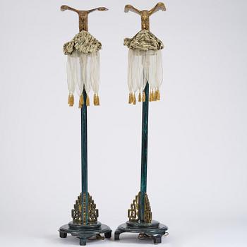 A pair of Art Deco chinoiserie floor lamps, 1920's.