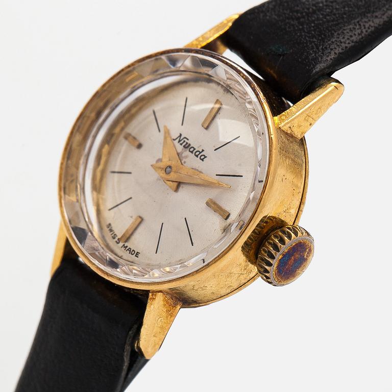 Nivada, wristwatch, 18K gold, manual winding.