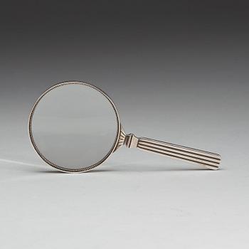 A Sigvard Bernadotte sterling magnifying glass, Georg Jensen, Copenhagen 1933-44.