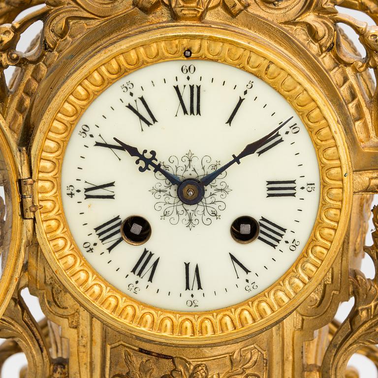 A gilt bronze Mantle Clock, marked H&F Paris, late 19th century.