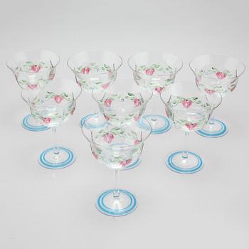 eight champage glasses, "Maja", Orrefors.