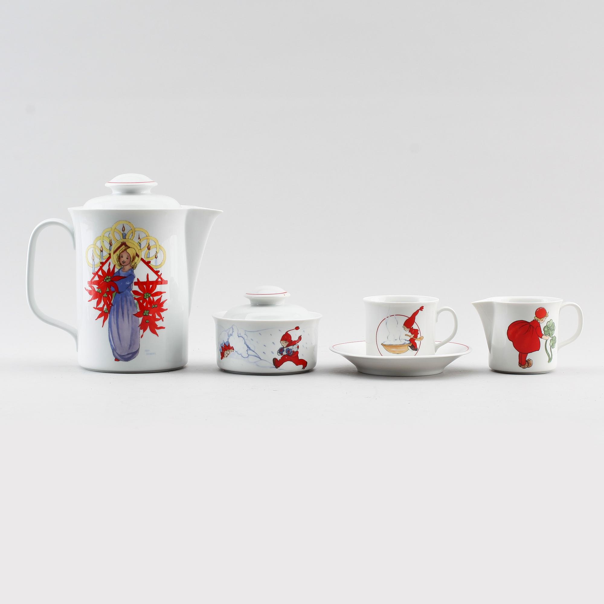 JULSERVIS, 19 delar, porslin, "Tomtejul", Aina Stenberg, Rörstrand.