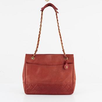 Chanel, a red leather bag, 1986-1988.