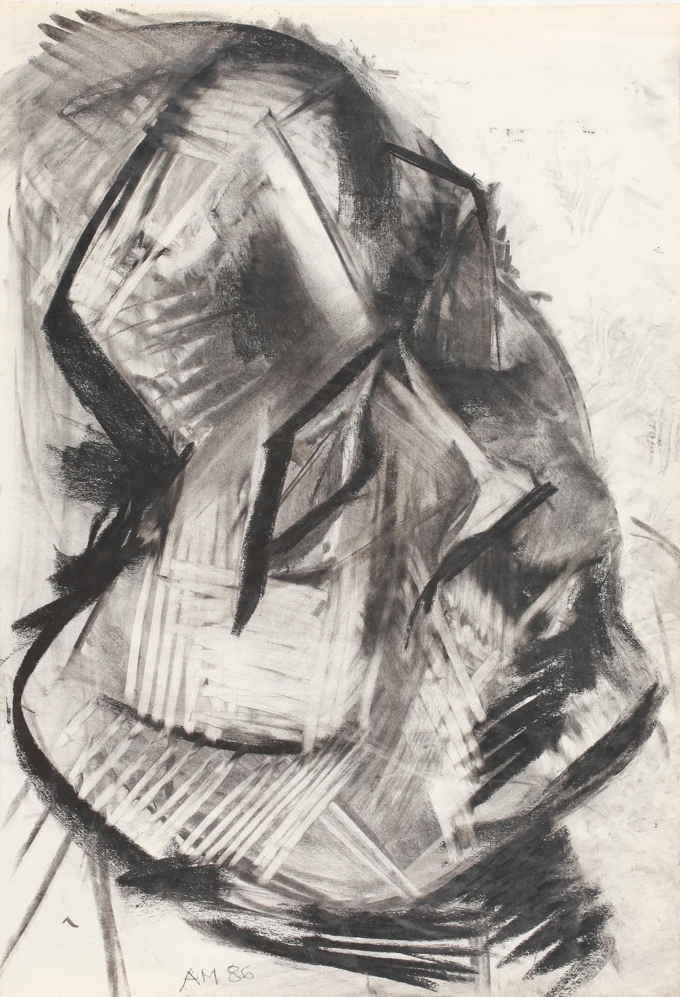 ANNE-MARIE NORDIN, kolteckning, monogramsign AM och dat 86.