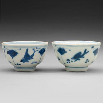 445. Two blue and white bowls, Ming dynasty, Wanli (1572-1620).