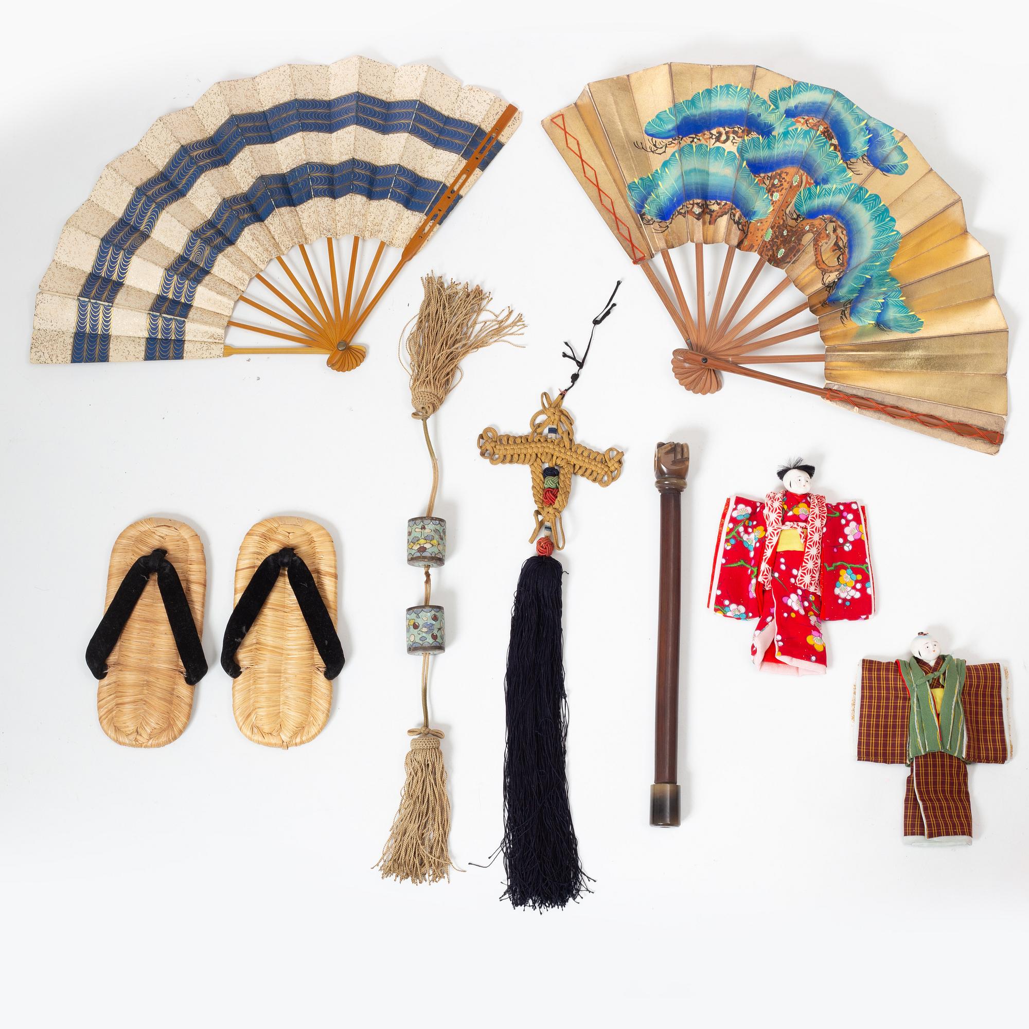 A group of eight Asian curio items, 19th and 20th century.