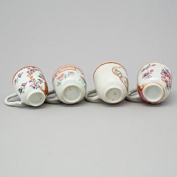 A group of 29 cups, one CREME POT and 8 saucers, Chinese export porcelain, 18th century.