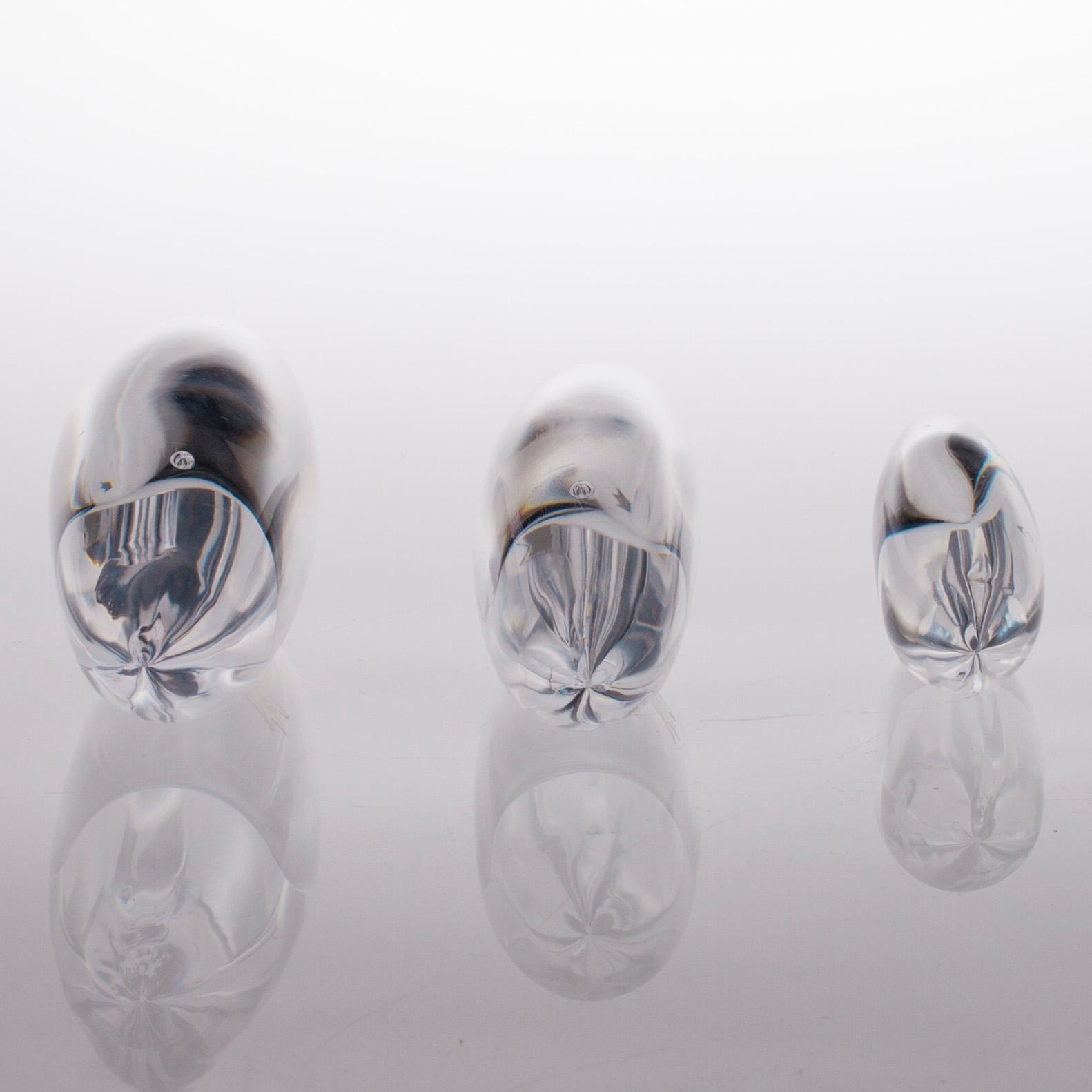 FIGURINER, 3 st, glas, Vicke Lindstrand, Kosta, 1900-talets andra hälft.