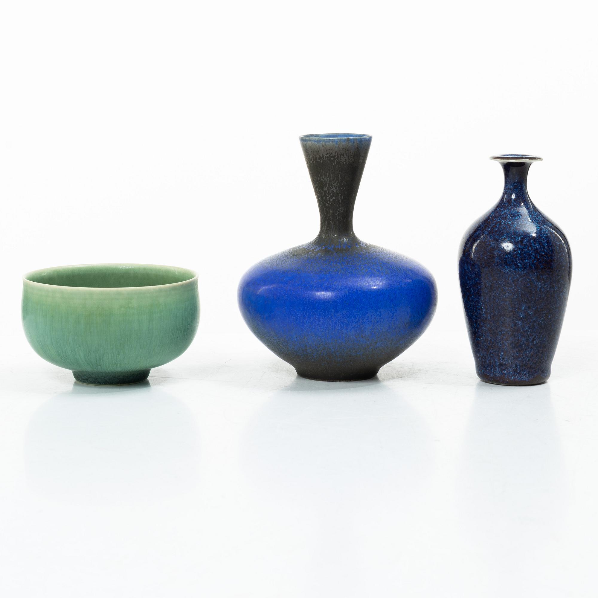 Sven Wejsfelt, Two vases and a bowl, Gustavsberg Studio.