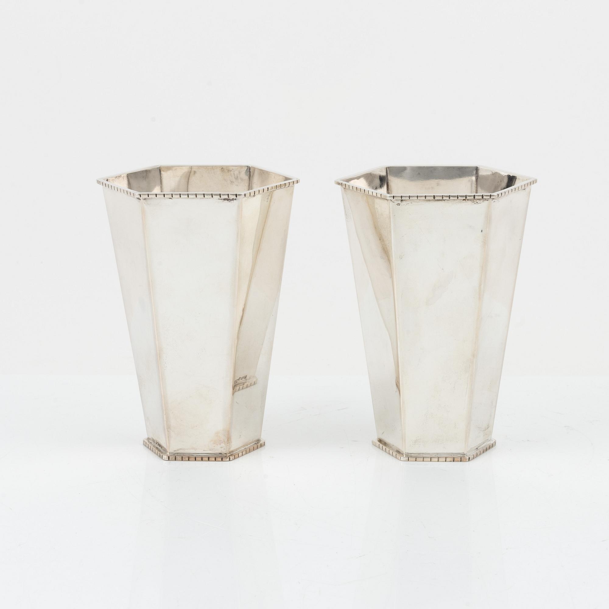 Tenn & Silver Ab, bägare, ett par, silver, Göteborg 1947-49.