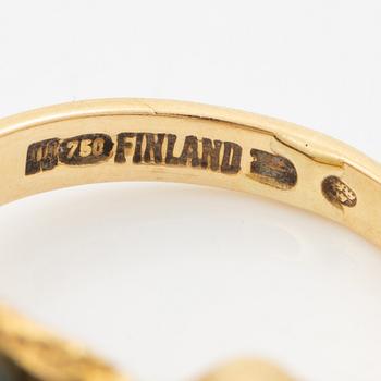 Björn Weckström, ring, 18K guld med grön sten sannolikt mossagat, för Lapponia, Finland.