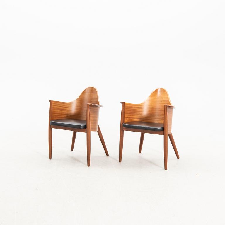 A pair of mahogany chairs, designed by Klaus Wettergren for Q Production Denmark, 1980s.