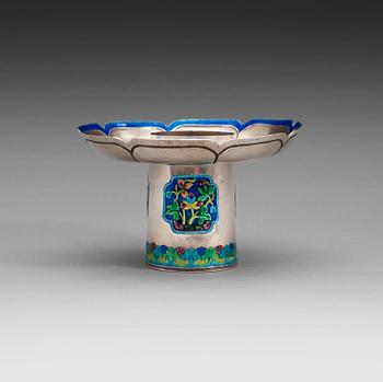 367. A silver and enamel cup stand, China, early 20th century.