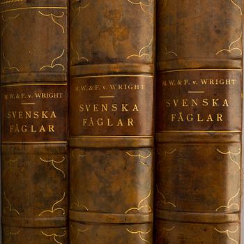 a set of three "Svenska fåglar" books by VON WRIGHT M, W & F, stockholm 1927-1929.