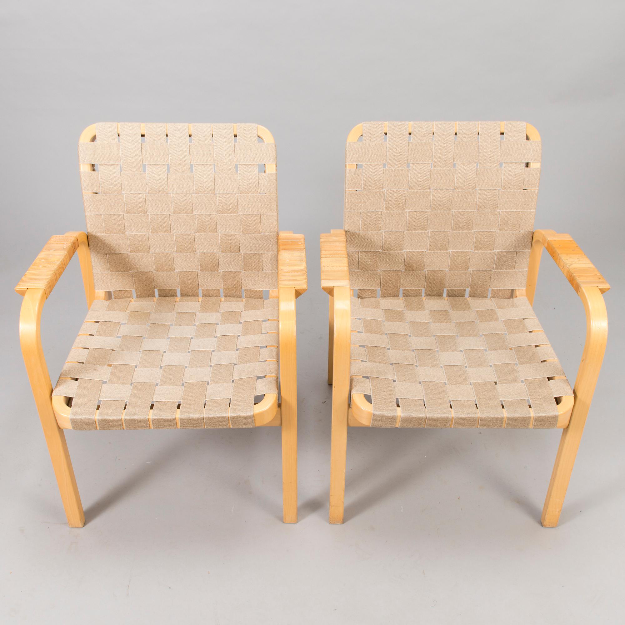 ALVAR AALTO, A set of four '45' armchairs, Artek, Finland 1980s.