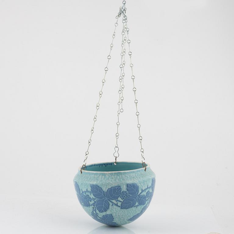 Josef Ekberg & Elsa Engeström, a 'Sgrafitto' hanging pot and lidded box, Gustavsberg, Sweden, early 20th century.