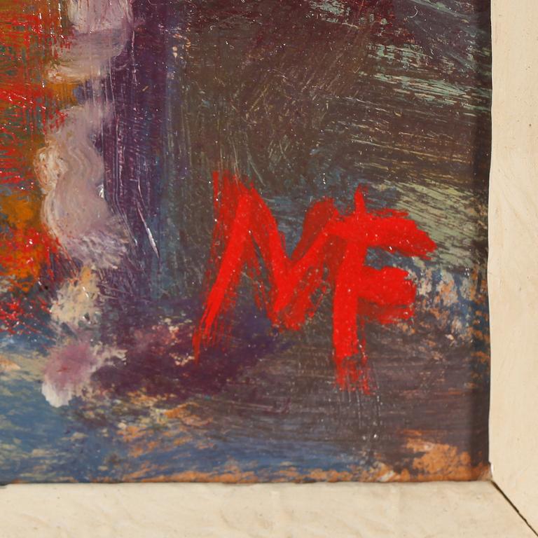 MOLLIE FAUSTMAN, olja på pannå, monogramsignerad.
