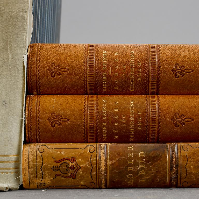 PARTI MÖBELBÖCKER, 6 stycken, bland annat "Möbler och heminredning", av Sigurd Erixon, Stockholm 1925.