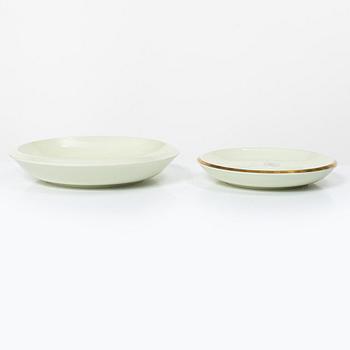 Wilhelm Kåge, fat, 2 st "Cintra", porslin, Gustavsberg 1939.