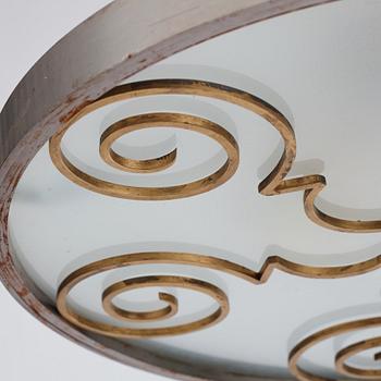 Lars Holmström, a Swedish Grace brass and steel framed ceiling light, Arvika 1920-30s.