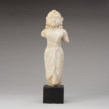 A Marble figure of a standing male figure, presumably Gujrat or Rajasthan, 17/18th Century.