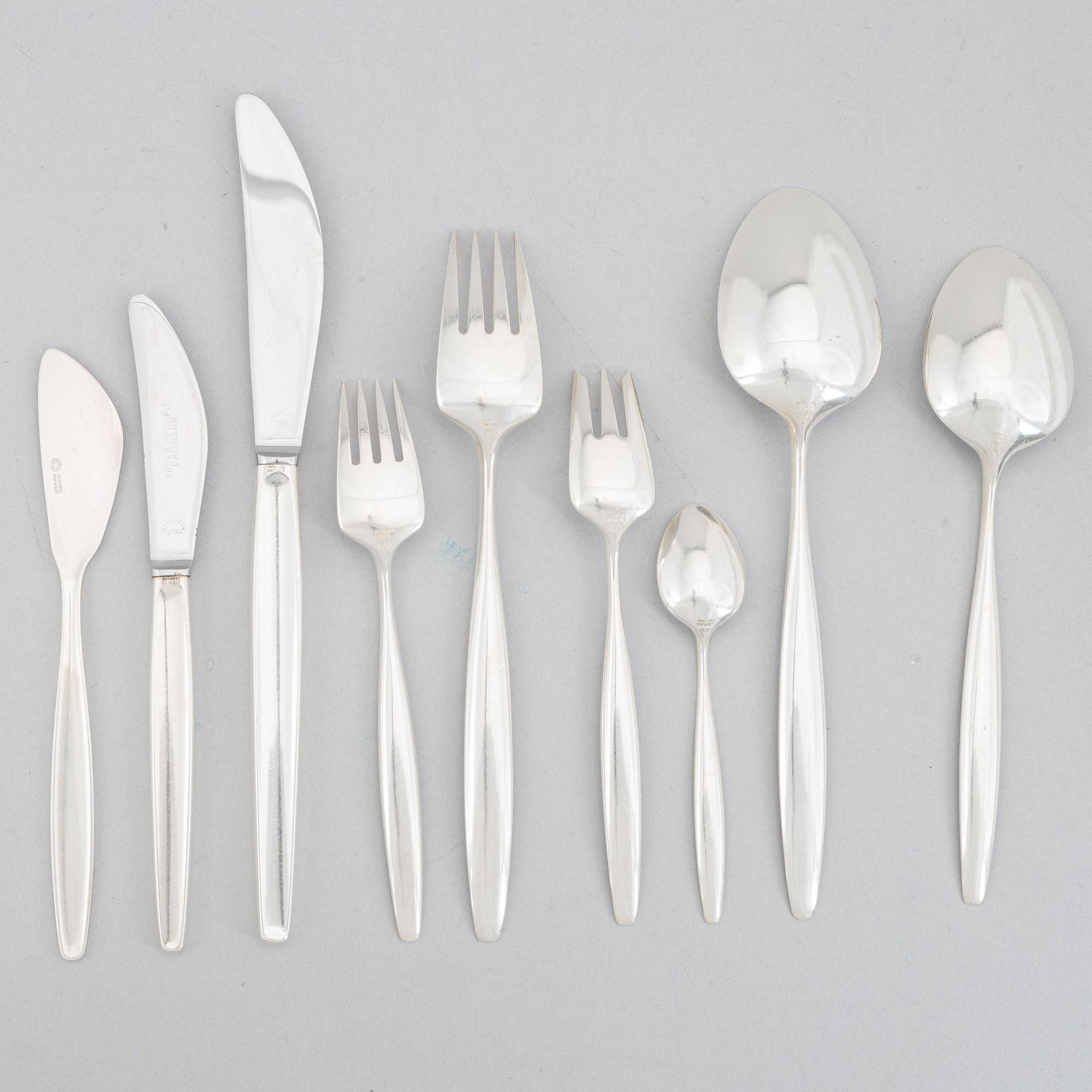Tias Eckhoff, bestickuppsättning, 81 delar, sterlingsilver, "Cypress", Georg Jensen, Köpenhamn, Danmark.
