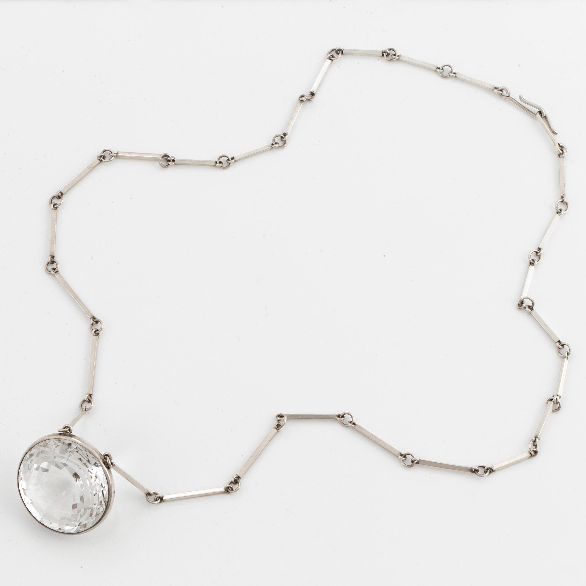 Wiwen Nilsson, a sterling and rock crystal necklace, Lund, Sweden 1965.