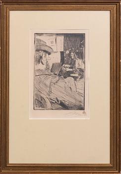 Anders Zorn, a signed etching from 1896.