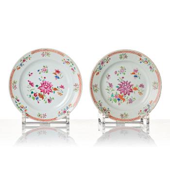 A set of six famille rose dessert dishes, Qing dynasty, Qianlong (1736-95).