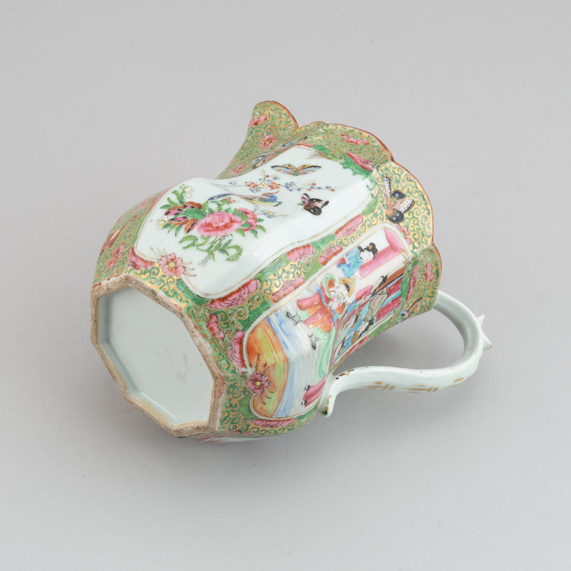 A Canton famille rose porcelain jug, China, 19th century.