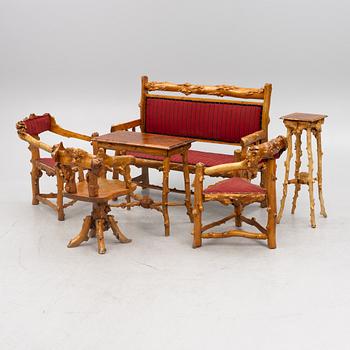 Furniture set, bentwood, 6 pieces, first half of the 20th century.