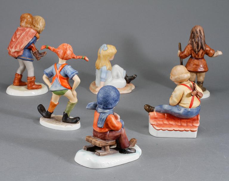FIGURINER, 6 st, keramik, Goebel, Tyskland 1900-talets slut.