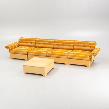 A module sofa and a coffee table, 1970's.