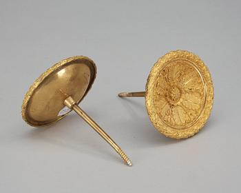 A pair of French Empire early 19th century bronzes for curtain rod.