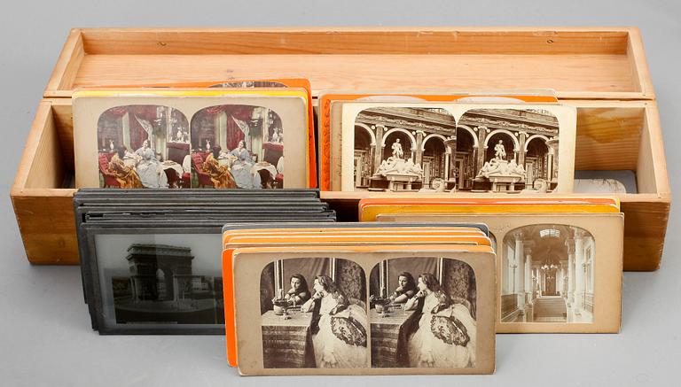 STEREOSKOP samt BILDER, s.k. stereoviewer, Brewster Type 3D, 1800-talets andra hälft.