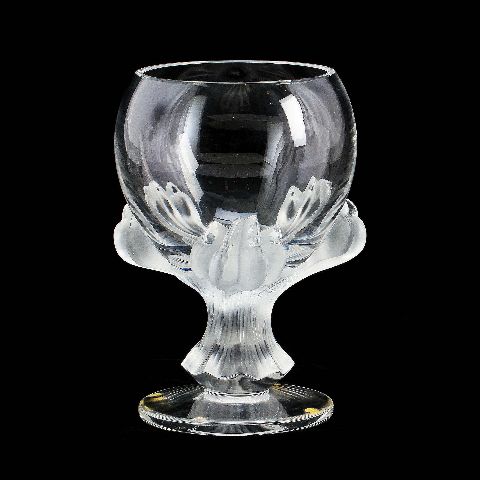 SKÅL PÅ FOT, glas, Lalique, sign "Lalique France".