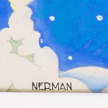 EINAR NERMAN, gouache, signed.