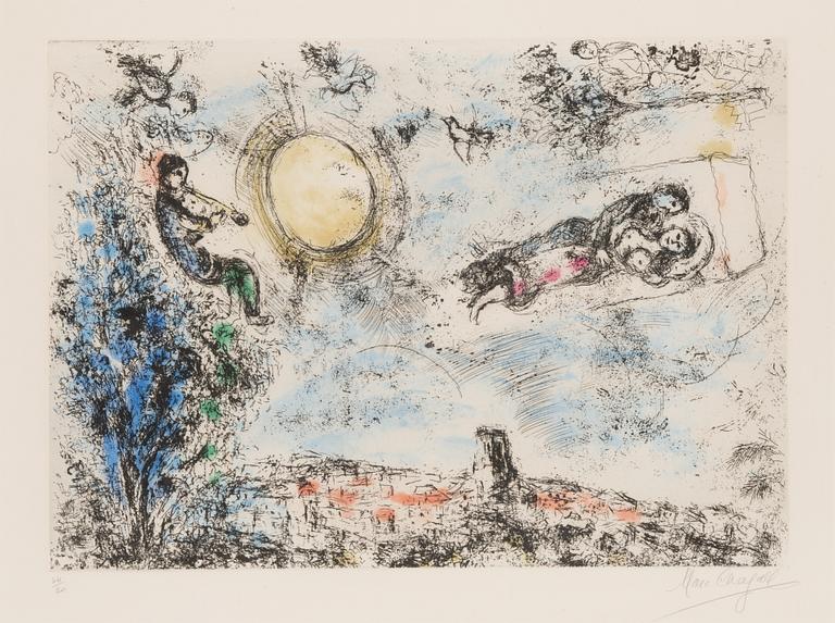 Marc Chagall, "Les Amoureux dans le ciel de Saint-Paul".