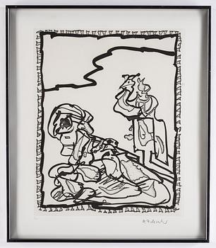 Pierre Alechinsky, etching and  linocut, 1989, signed 2/125.