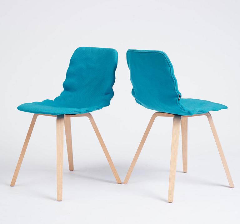 o4i Design Studio, (Jon Lindström & Henrik Kjellberg) a set of eight chairs, "Dent Wood", Blå Station, post 2014.