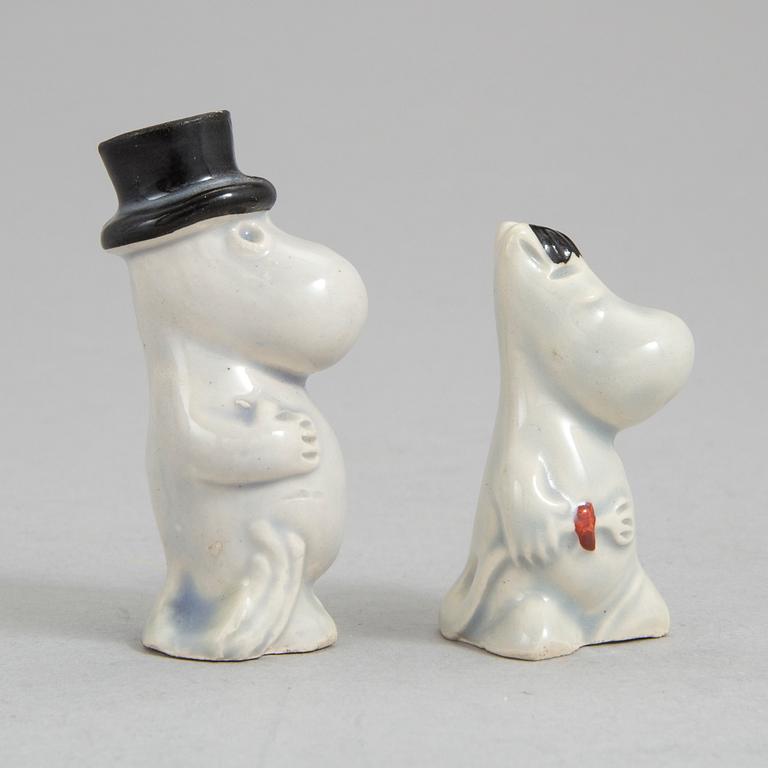 Two ceramic 'Moomin' figurines by Signe Hammarsten-Jansson, 1950's.