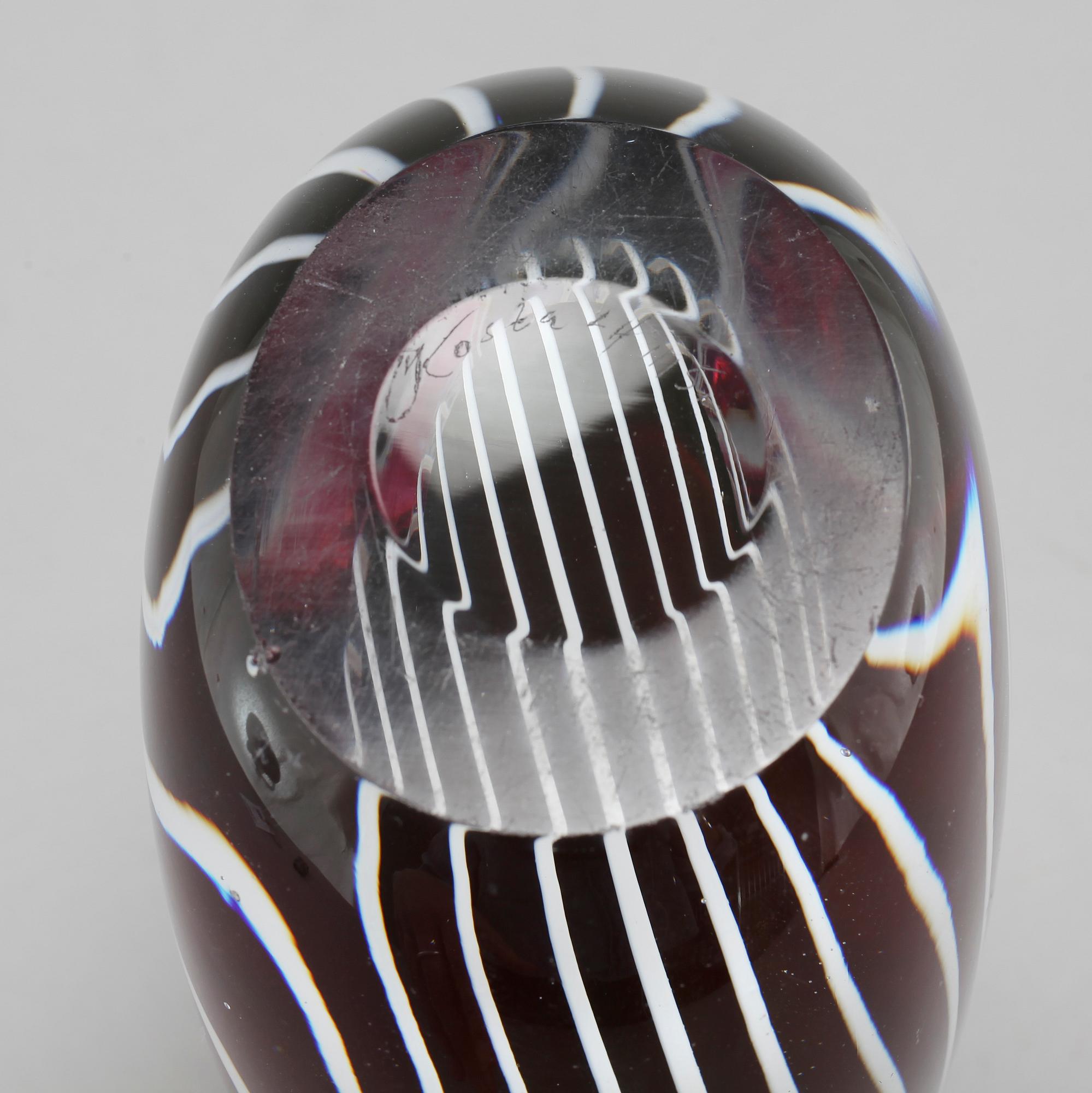 A mid 20th century "Zebra" vase, designed by Vicke Lindstrand for Kosta.