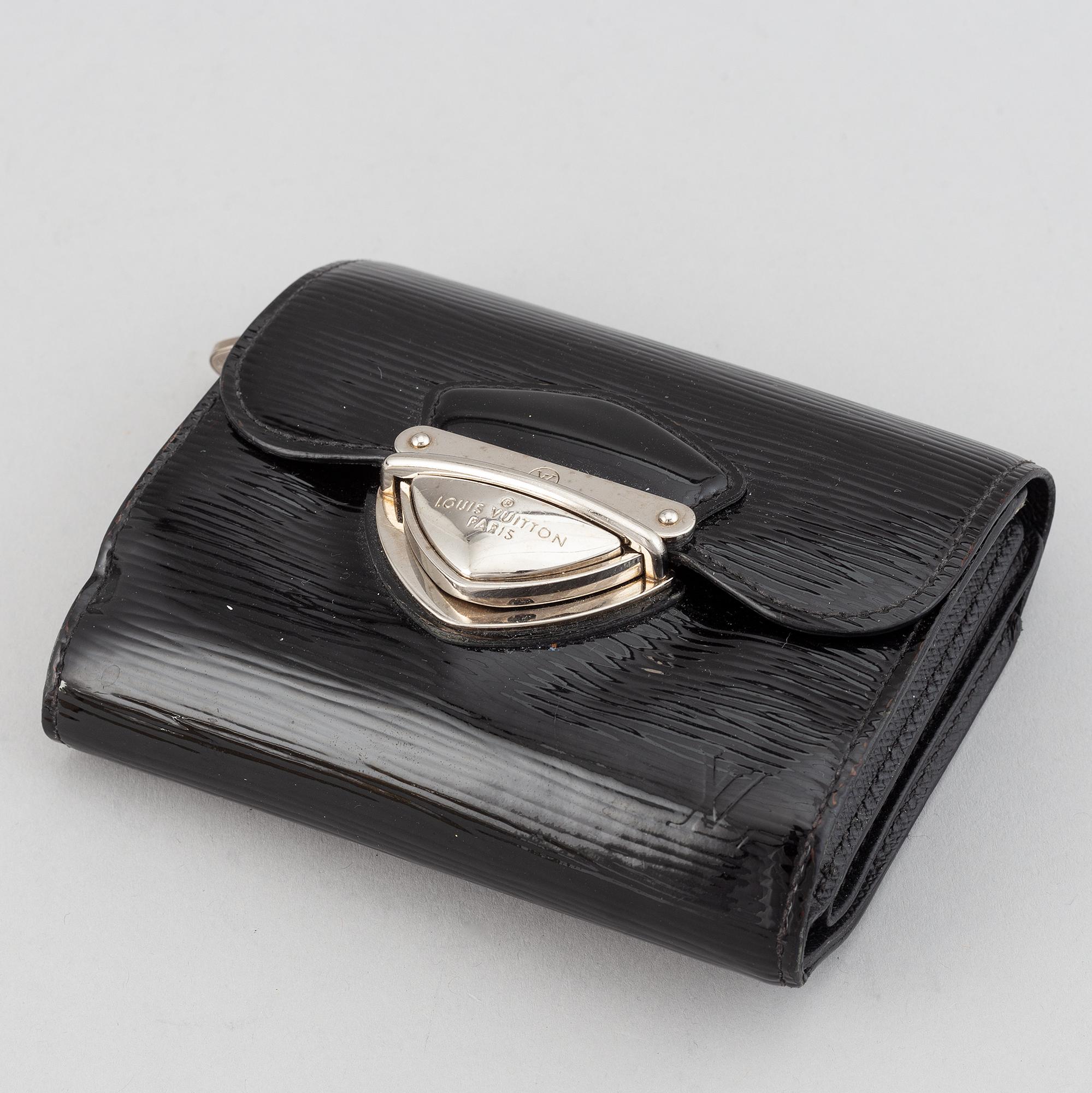 Louis Vuitton, a patent epi wallet.