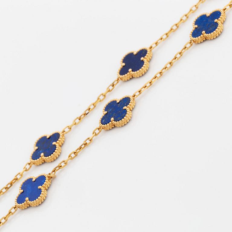 A Van Cleef & Arpels necklace "Alhambra" in 18K gold and lapis lazuli.