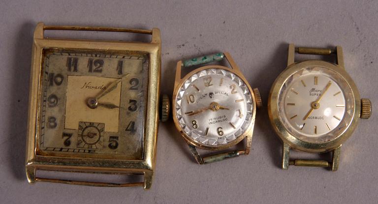 ARMBANDSUR, 9 st, bl a guldur.