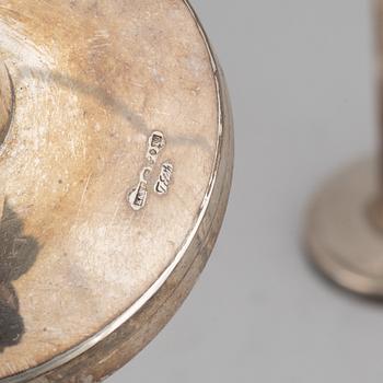 2+2 swedish silver candlesticks, including MGAB Uppsala 1963.