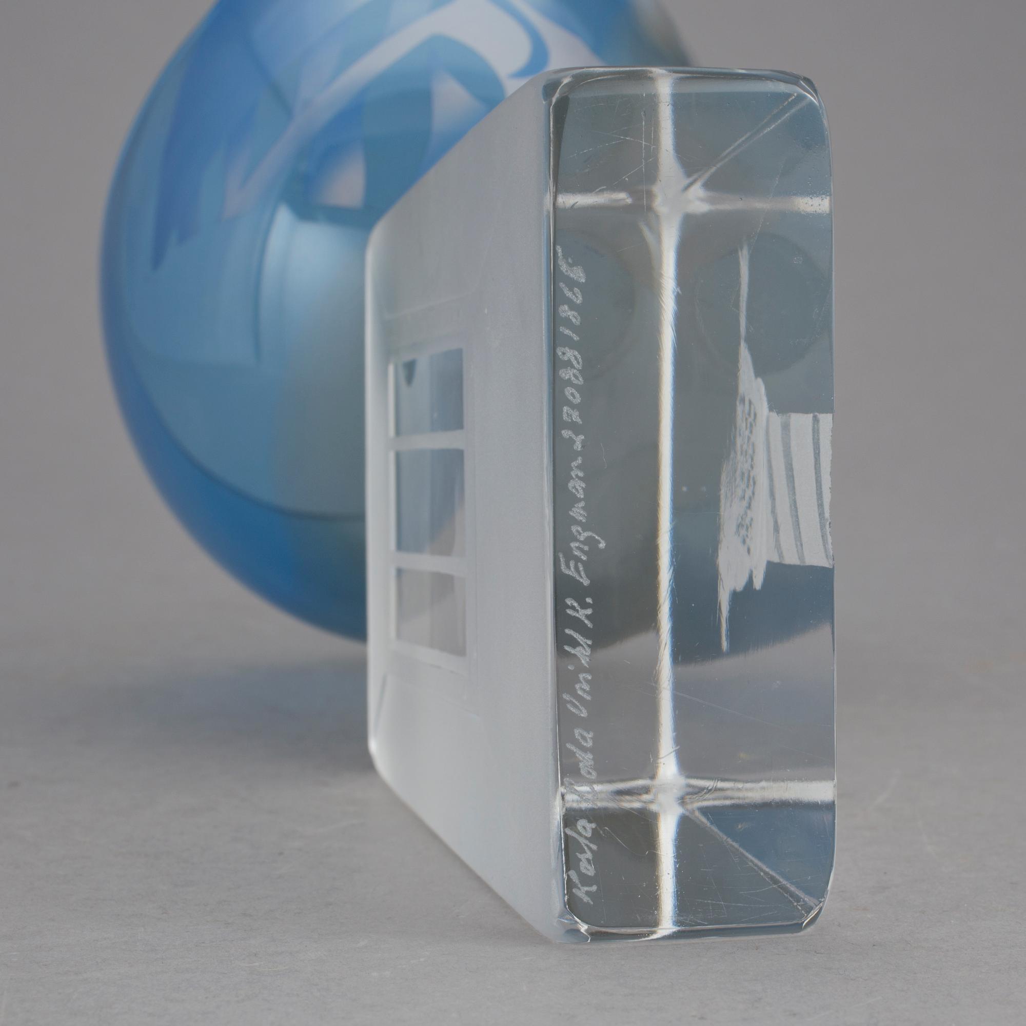 SKULPTUR, glas. Kjell Engman, Kosta Boda 1988, unik.