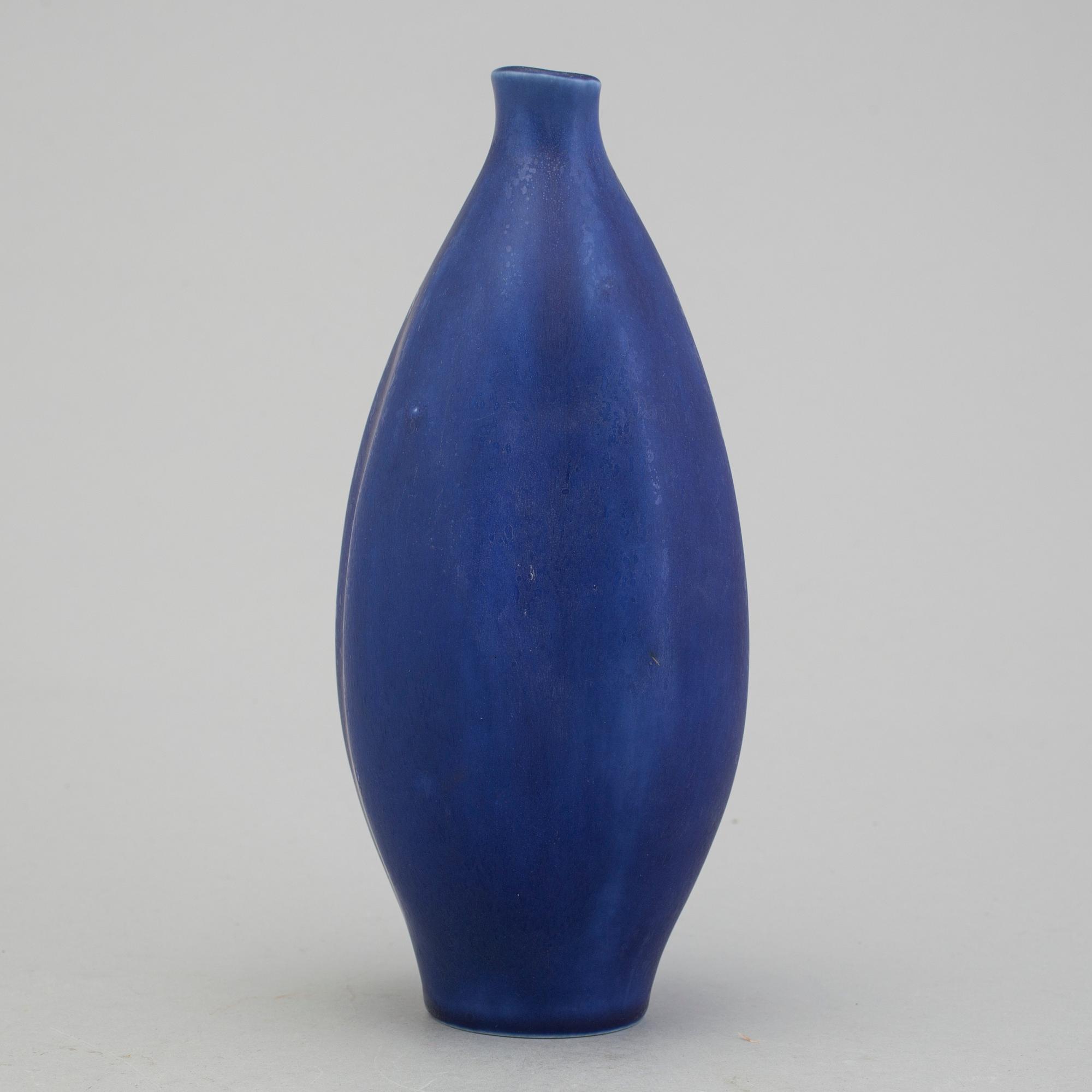 A blue vase by Carl Harry Stålhane for Rörstrand.