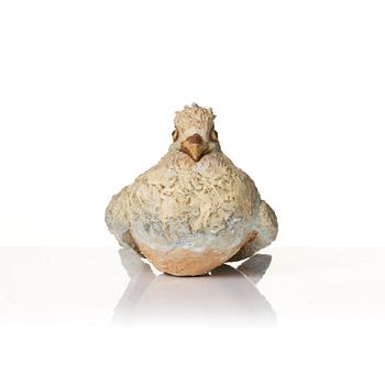 Tyra Lundgren, a chamotte stoneware sculpture of a bird, executed in her studio, Bredkvie, Gotland 1974.