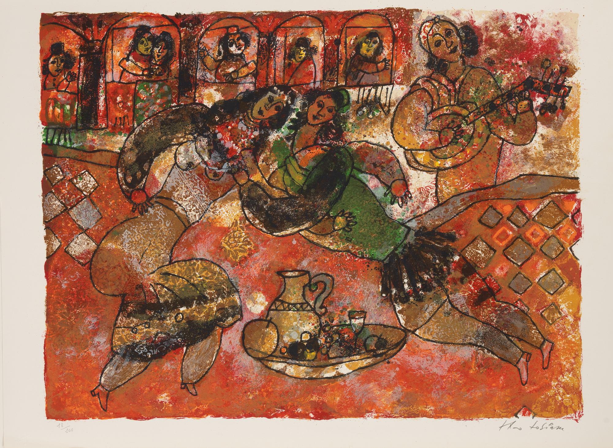 Theo Tobiasse, "The Song of Songs of King Salomon",portfolio with 12 ligographs in colous, signed 18/200.